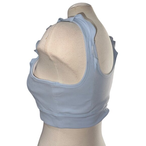 Ruffle Strap Sports Bra Sz Medium Womens Baby Blue - Picture 4 of 8